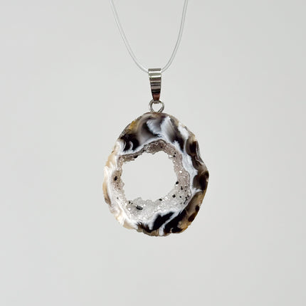 Achat Geode Anhänger - 925 Silber