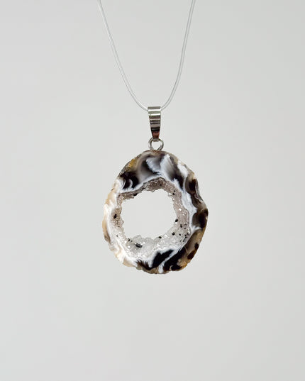 Achat Geode Anhänger - 925 Silber