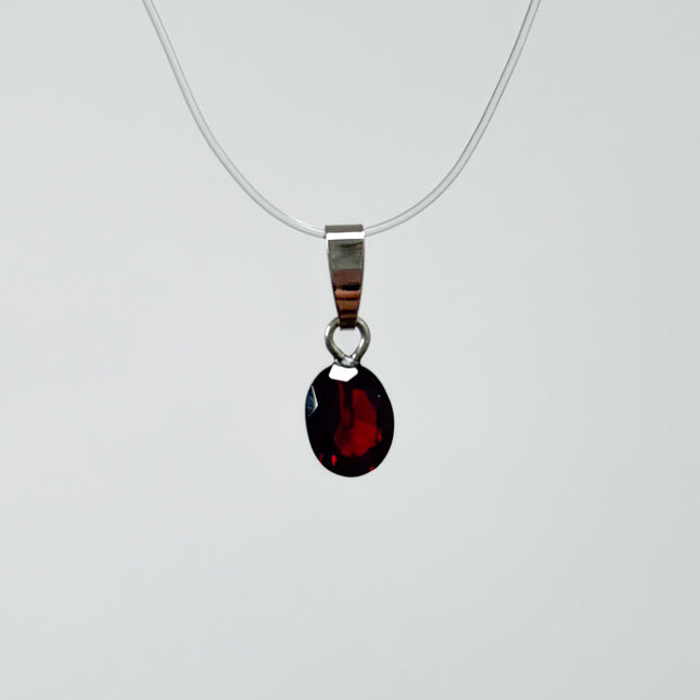 Granat rot facettiert Anhänger - 925 Silber