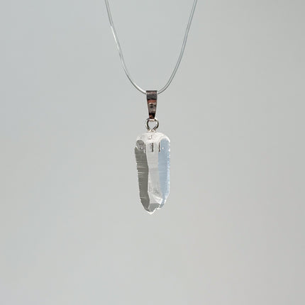 Lemurienquarz (Bergkristall) Anhänger - 925 Silber