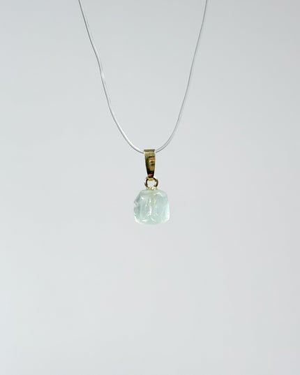 Aquamarin (roh) Anhänger - 925 Silber vergoldet