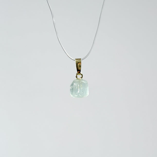 Aquamarin (roh) Anhänger - 925 Silber vergoldet