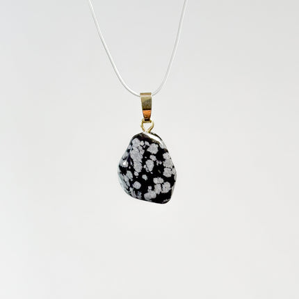 Schneeflocken Obsidian Anhänger - 925 Silber vergoldet