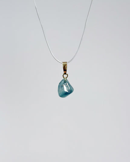 Turmalin blau (Indigolith) Anhänger - 925 Silber vergoldet
