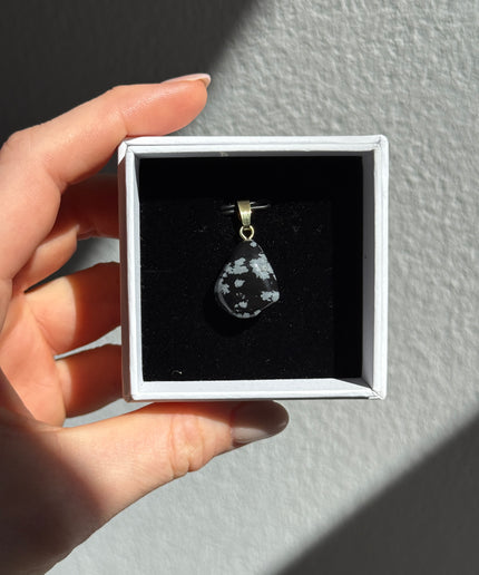 Obsidian (Schneeflockenobsidian) Kettenanhänger