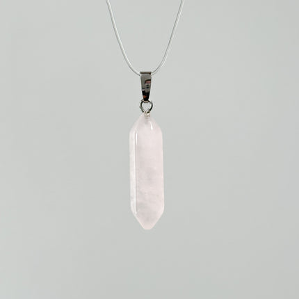 Rosenquarz Doppelender Anhänger - 925 Silber