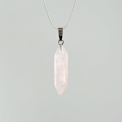 Rosenquarz Doppelender Anhänger - 925 Silber