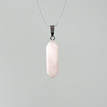 Rosenquarz Doppelender Anhänger - 925 Silber