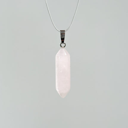 Rosenquarz Doppelender Anhänger - 925 Silber