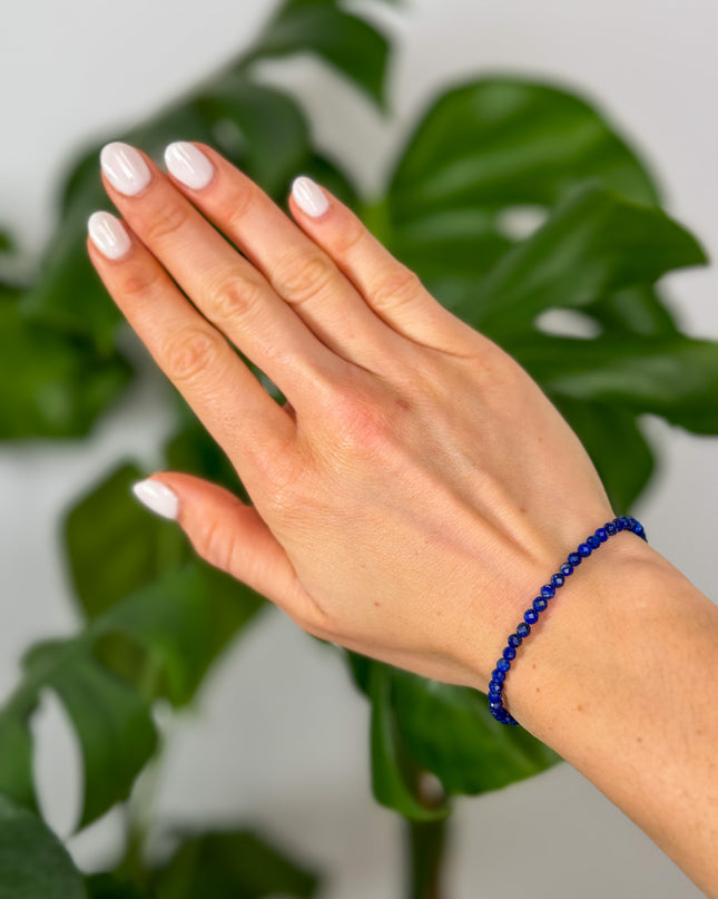 Lapislazuli facettiert Perlenarmband - verstellbar