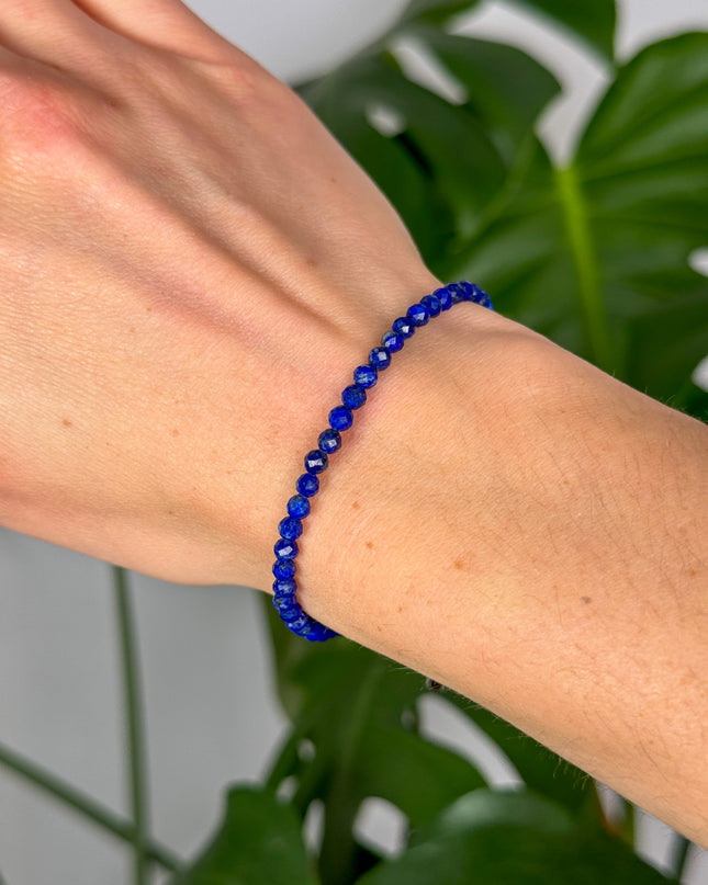 Lapislazuli facettiert Perlenarmband - verstellbar