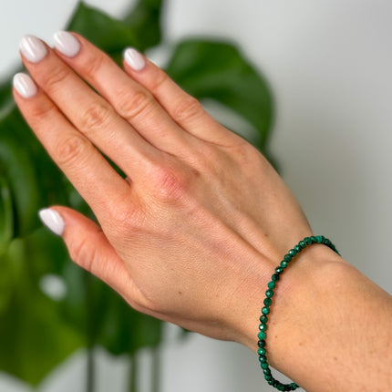 Malachit facettiert Perlenarmband - verstellbar
