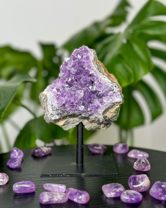 Amethyst Cluster auf Metallständer - Nr. 1