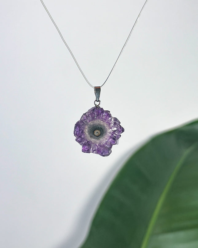 Amethyst Blume Anhänger - 925 Silber