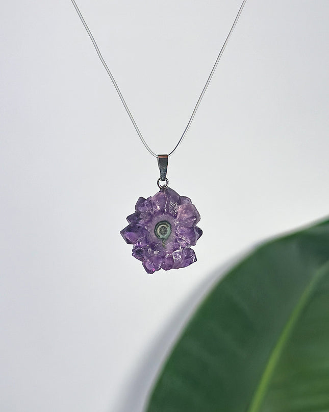 Amethyst Blume Anhänger - 925 Silber