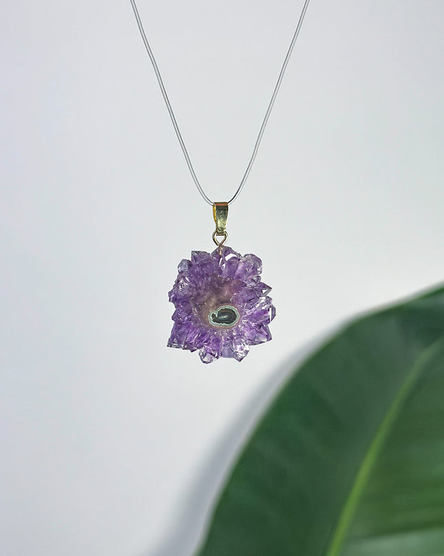 Amethyst Blume Anhänger - 925 Silber vergoldet