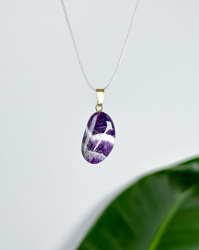 Amethyst Chevron Anhänger - 925 Silber vergoldet