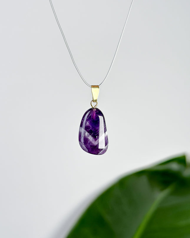 Amethyst Chevron Anhänger - 925 Silber vergoldet