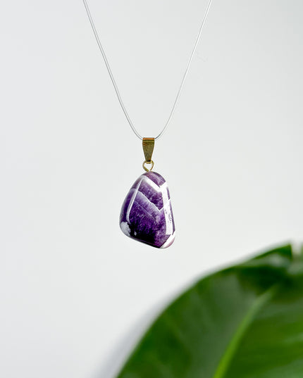 Amethyst Chevron Anhänger - 925 Silber vergoldet