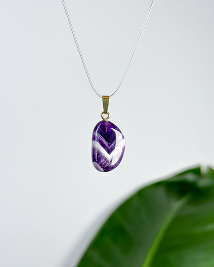 Amethyst Chevron Anhänger - 925 Silber vergoldet