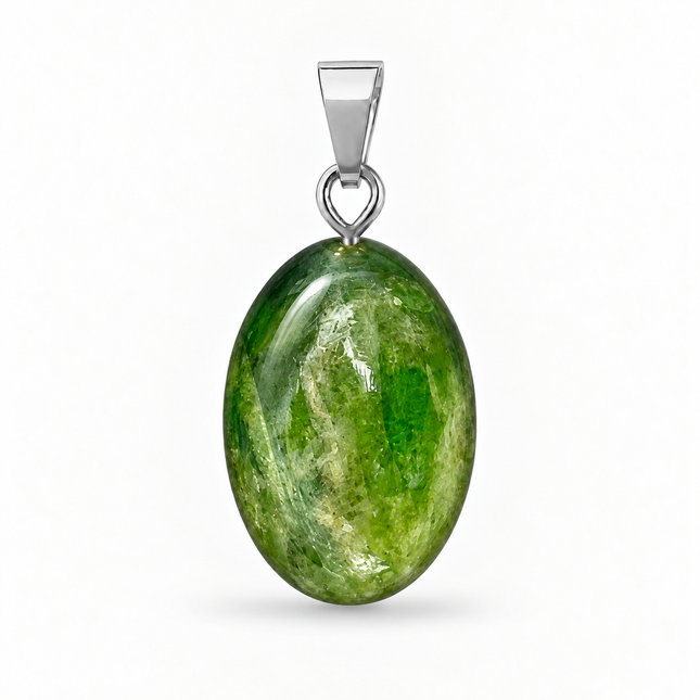 Chromdiopsid Cabochon Kettenanhänger