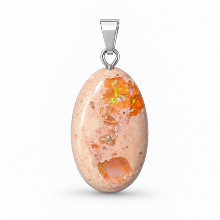 Opal (Feueropal) Cabochon Kettenanhänger EINZELSTÜCK - I