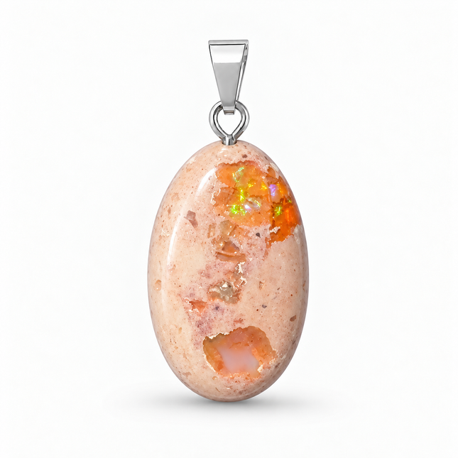 Opal (Feueropal) Cabochon Kettenanhänger EINZELSTÜCK - I