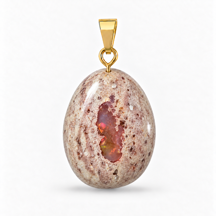 Opal (Feueropal) Cabochon Kettenanhänger (UNIKAT)