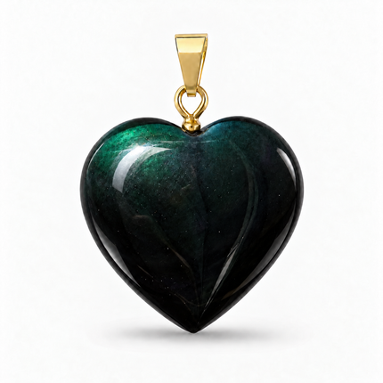 Obsidian (Regenbogenobsidian) Herz Kettenanhänger