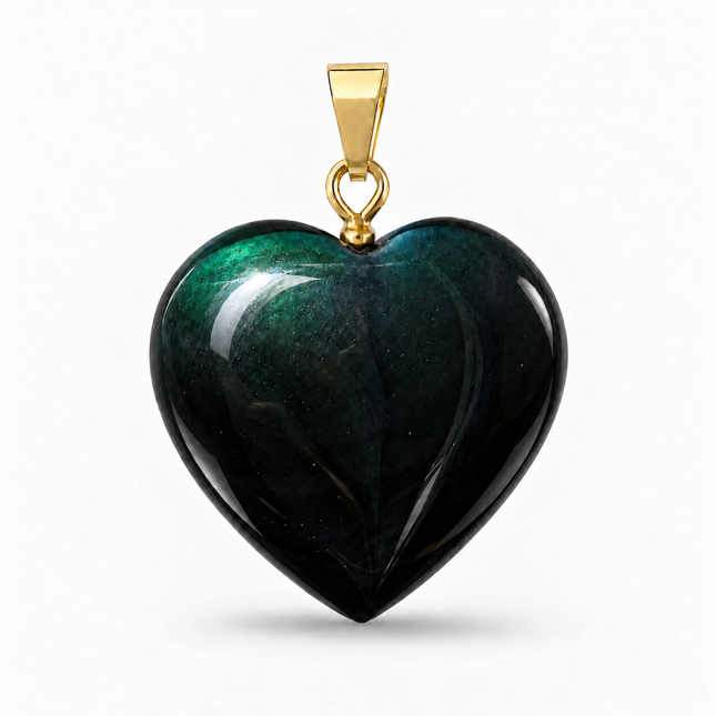 Obsidian (Regenbogenobsidian) Herz Kettenanhänger