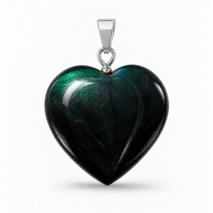 Obsidian (Regenbogenobsidian) Herz Kettenanhänger
