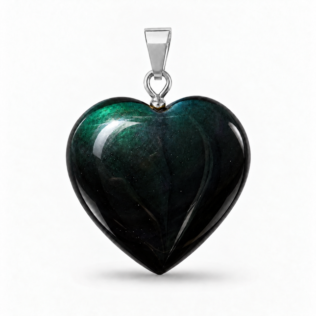Obsidian (Regenbogenobsidian) Herz Kettenanhänger