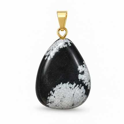 Obsidian (Schneeflockenobsidian) Kettenanhänger