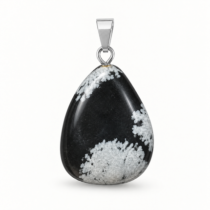 Obsidian (Schneeflockenobsidian) Kettenanhänger