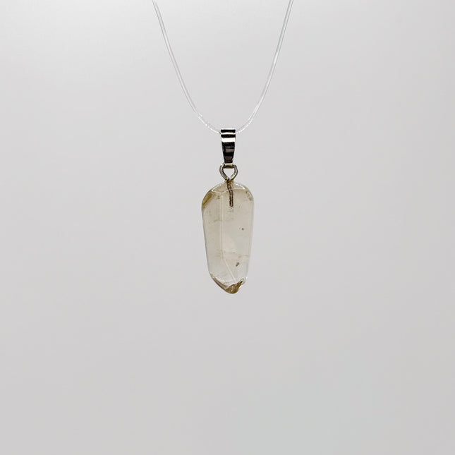 Citrin Spitzen getrommelt Anhänger - 925 Silber