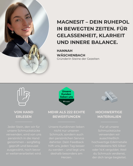 Magnesit Donut Ohrringe – mit Hoop in Silber oder Gold