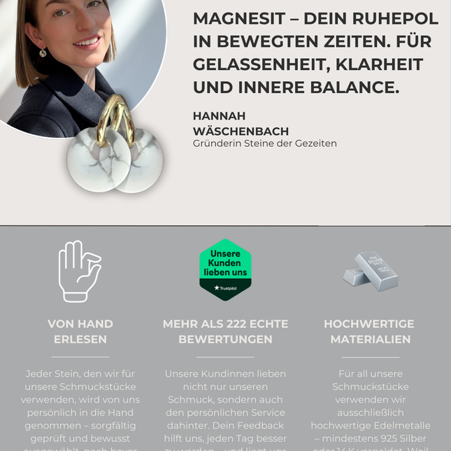 Magnesit Donut Ohrringe – mit Hoop in Silber oder Gold