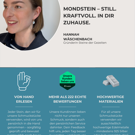 Mondstein Cabochon Ohrringe – mit Hoop in Silber