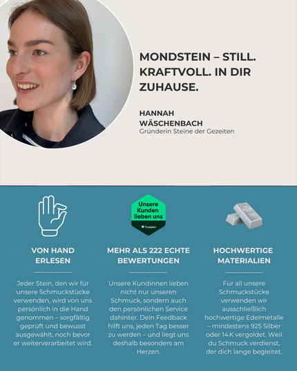 Mondstein Cabochon Ohrringe – mit Hoop in Silber