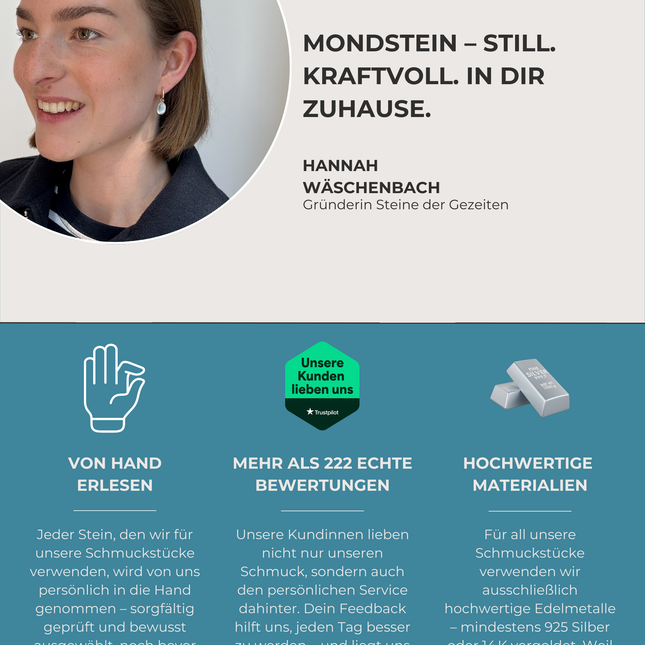 Mondstein Cabochon Ohrringe – mit Hoop in Silber