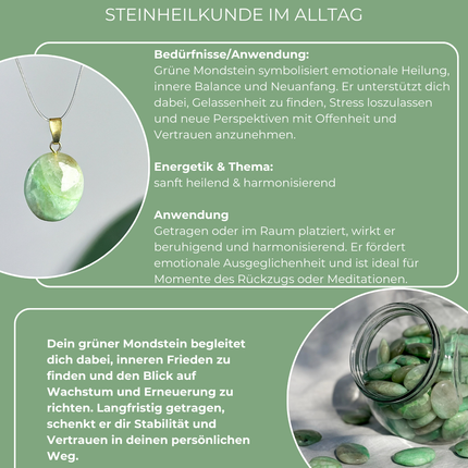 Mondstein grün Anhänger - 925 Silber vergoldet