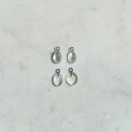 Mondstein Cabochon Ohrringe – mit Hoop in Silber