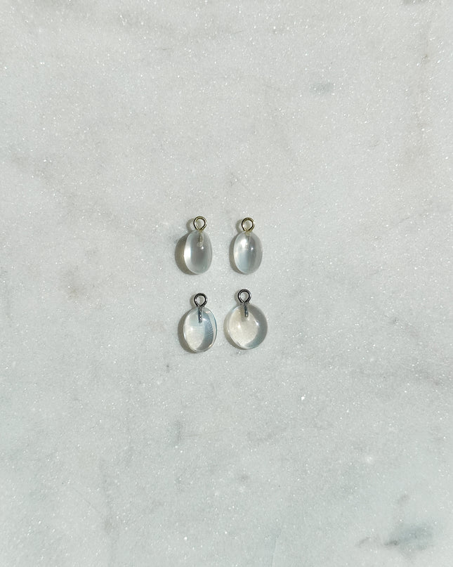 Mondstein Cabochon Ohrringe – mit Hoop in Silber