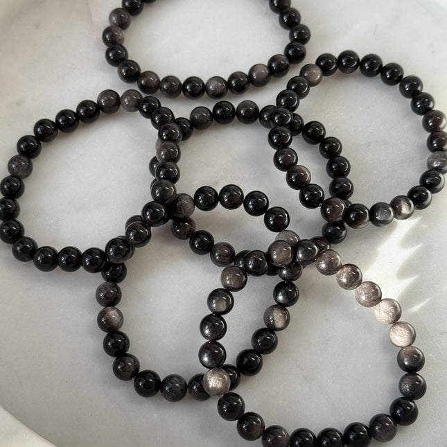 Silberobsidian Perlenarmband (8mm Perlen)