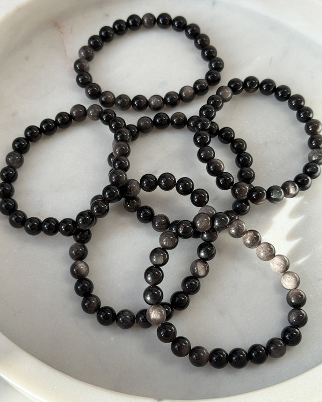 Silberobsidian Perlenarmband (8mm Perlen)