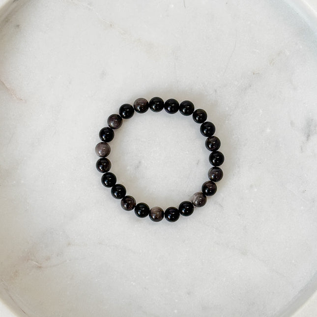 Silberobsidian Perlenarmband (8mm Perlen)