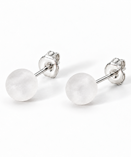 Bergkristall Ohrstecker mit matter 6 mm Perle