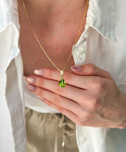FairyTale Peridot Anhänger - Tropfen in Gold
