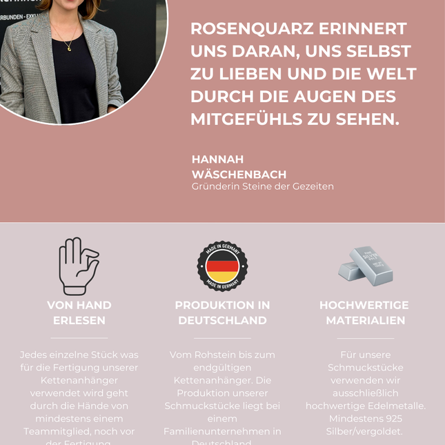 Rosenquarz Doppelender geschliffen Anhänger - vergoldet 925 Silber