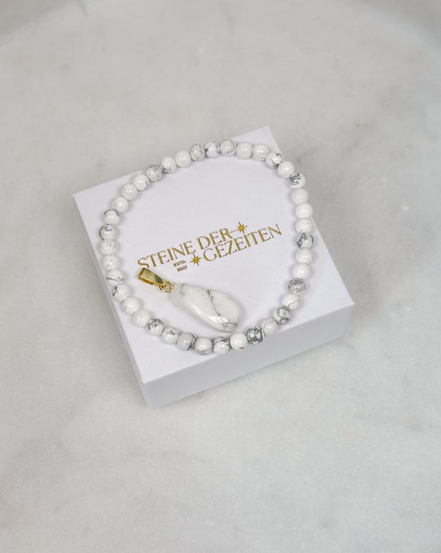 Magnesit Schmuck-Set - Armband & Anhänger